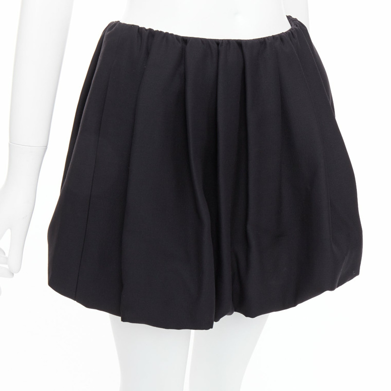 VALENTINO 2023 black crepe couture silk puff ball bubble skirt IT38 XS-6