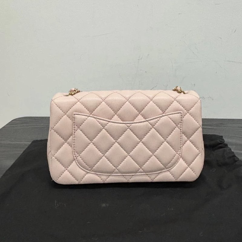 CHANEL 23k金球 cf大mini玫瑰粉 20*7*13 全新閒置配件盒子塵袋-5