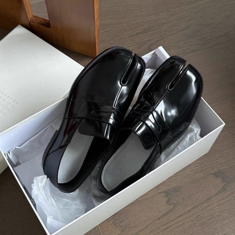 maison margiela馬吉拉 tabi黑色經典分趾樂福鞋平底皮鞋38號 全新配件塵袋盒子-0