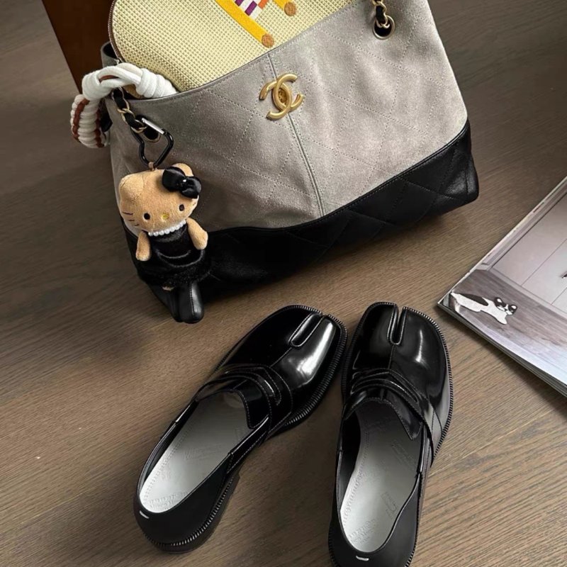 maison margiela馬吉拉 tabi黑色經典分趾樂福鞋平底皮鞋38號 全新配件塵袋盒子-2