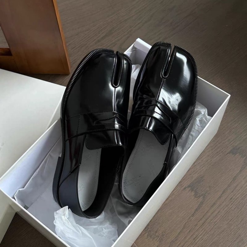 maison margiela馬吉拉 tabi黑色經典分趾樂福鞋平底皮鞋38號 全新配件塵袋盒子-4