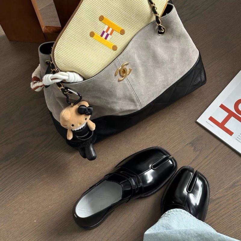 maison margiela馬吉拉 tabi黑色經典分趾樂福鞋平底皮鞋38號 全新配件塵袋盒子-3