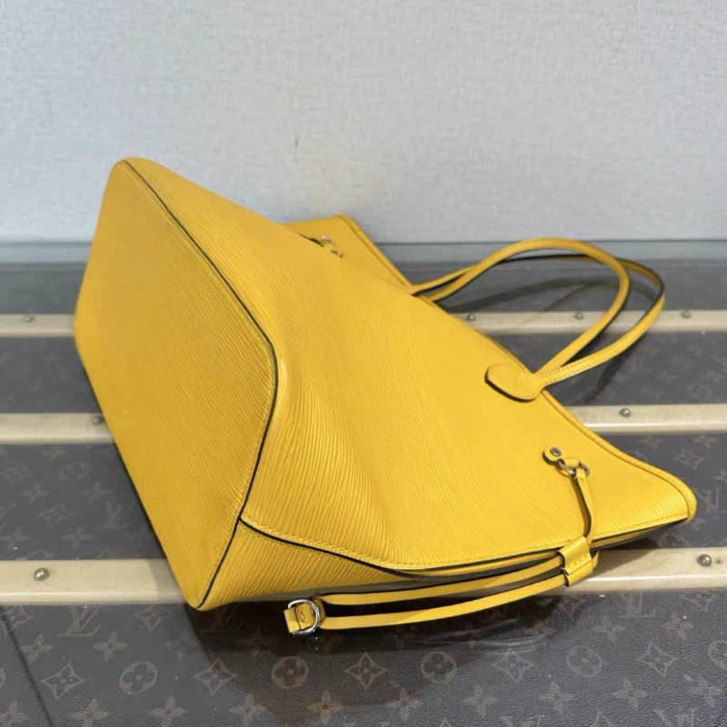 LV  黃色Neverfull中號水波紋子母手提肩背購物袋 31*28*14 97新配件塵袋-2