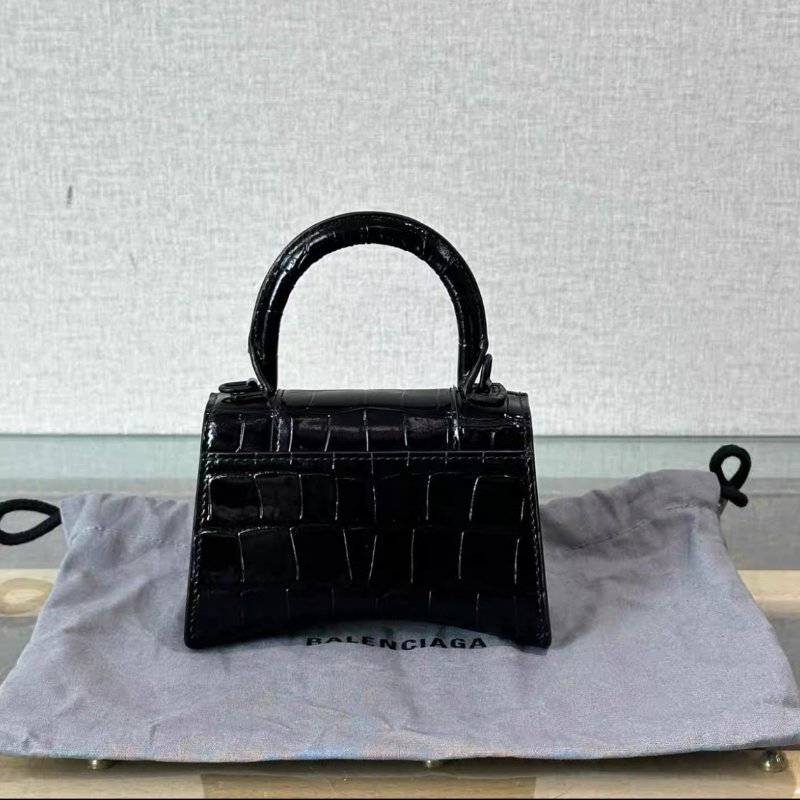 BALENCIAGA so black鱷魚紋mini手提沙漏斜背包 99新配件盒子塵袋購證-5