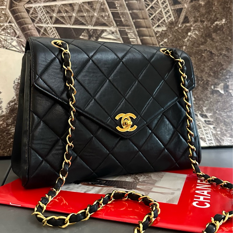🩵MYMluxurybag🩵 Chanel 黑金古董袋 全皮 肩背包 斜背袋-3