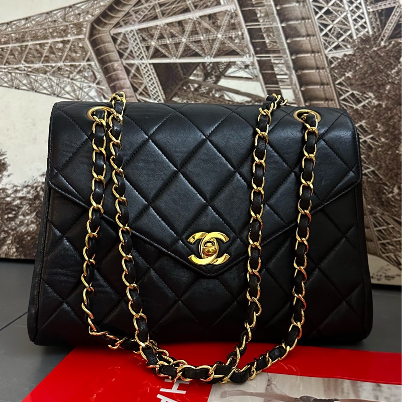 🩵MYMluxurybag🩵 Chanel 黑金古董袋 全皮 肩背包 斜背袋-23