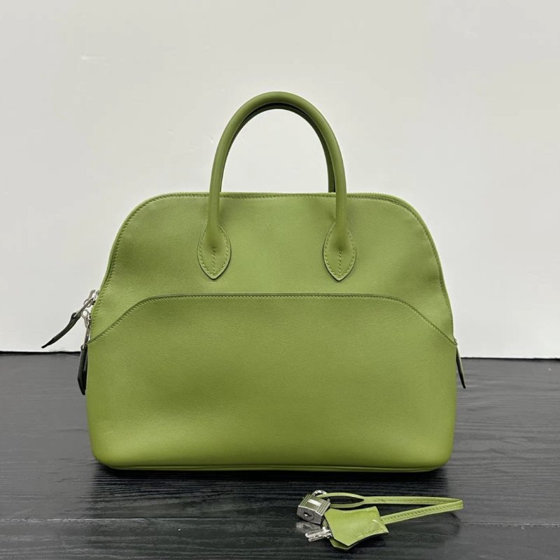 HERMES 孟加拉綠31保鈴球手提包 30*24*11 98新配件塵袋鑰匙鎖-0