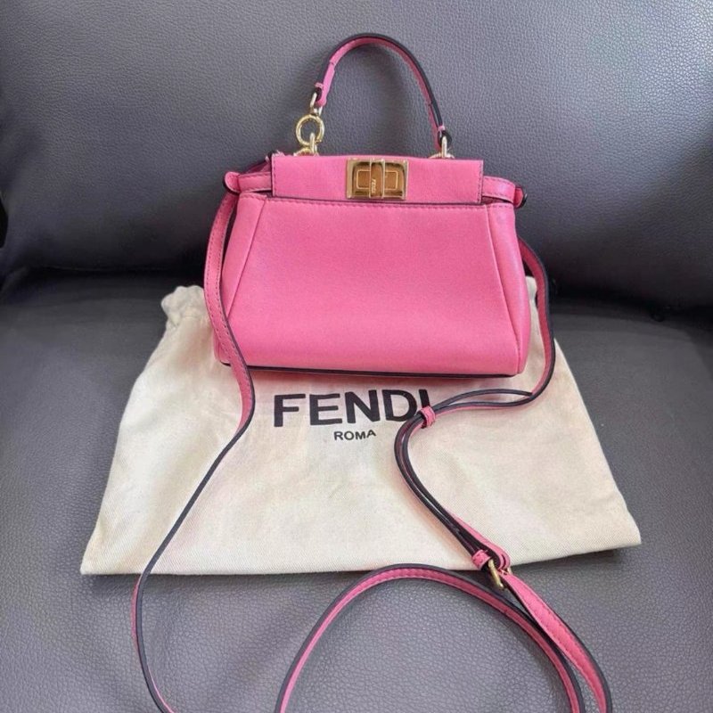 Fendi peekaboo micro mini 粉色 包包 97新配件塵袋-0