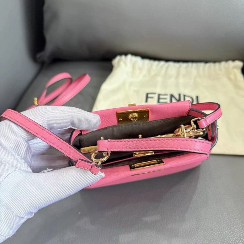Fendi peekaboo micro mini 粉色 包包 97新配件塵袋-5