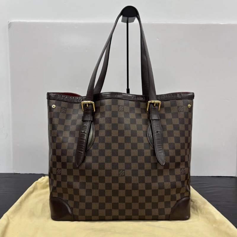 LV 棕棋盤Hampstead托特包 35*28*17 98新配件塵袋-5