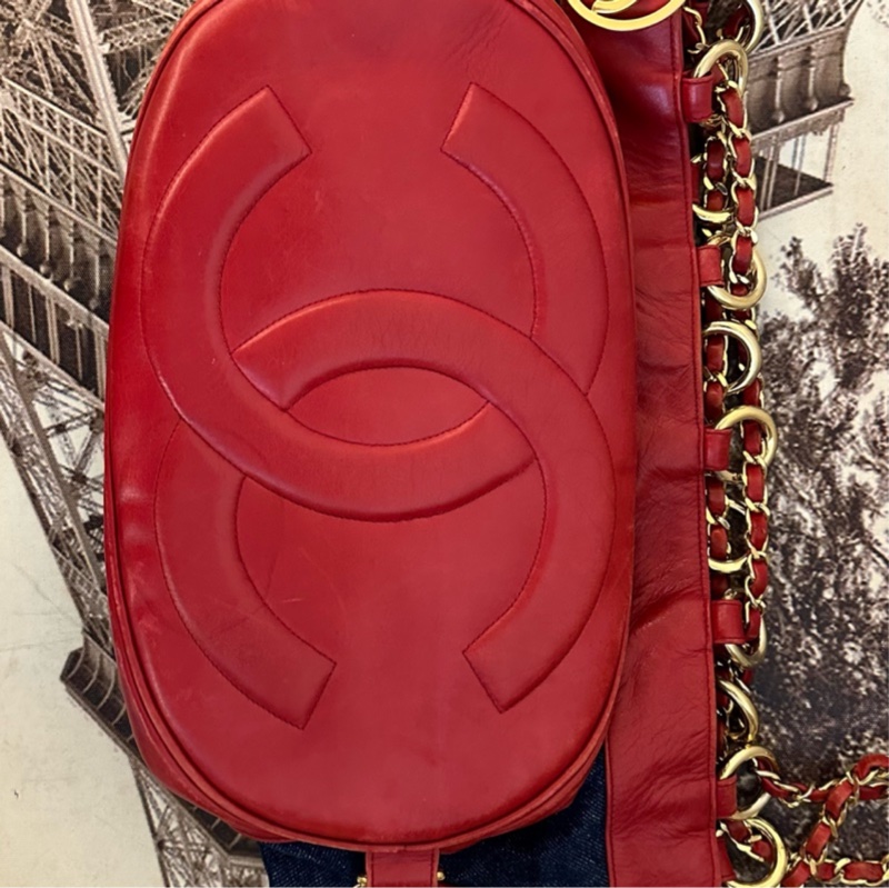 🩵少有 Chanel 牛仔 加 皮 肩背包 後背包-24