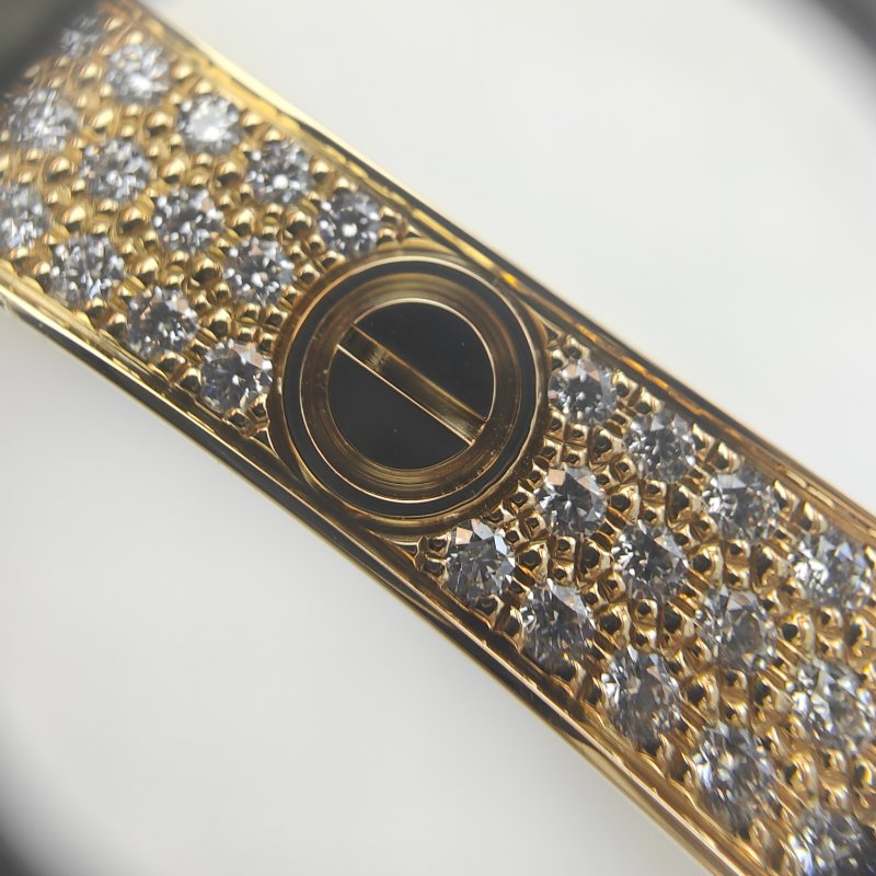 Cartier 卡地亞 love 18K黄金 寬版滿天星鑽石手環 Size 19 Bracelet-5