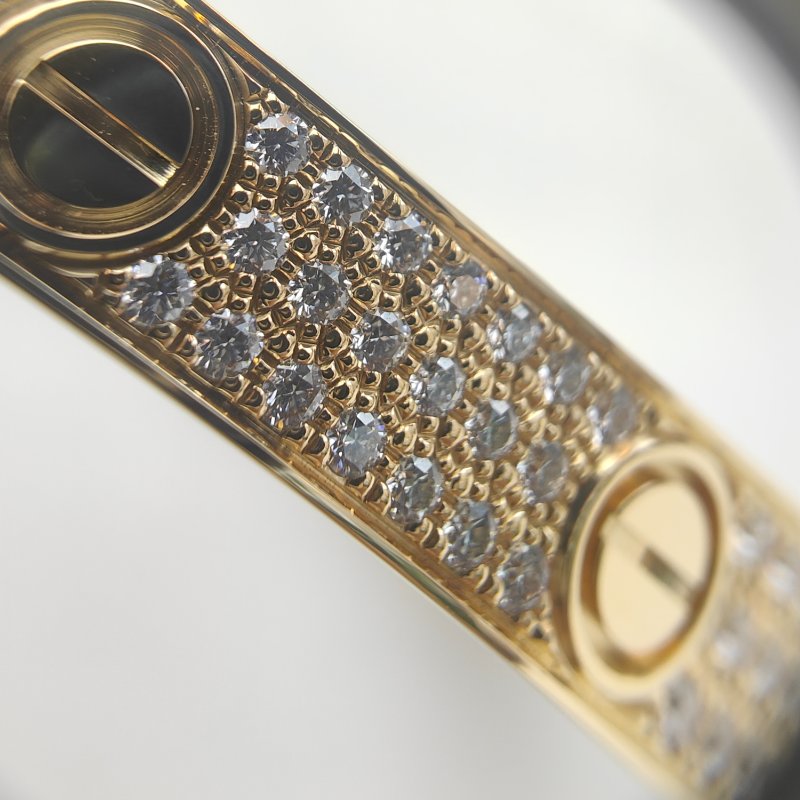 Cartier 卡地亞 love 18K黄金 寬版滿天星鑽石手環 Size 19 Bracelet-6