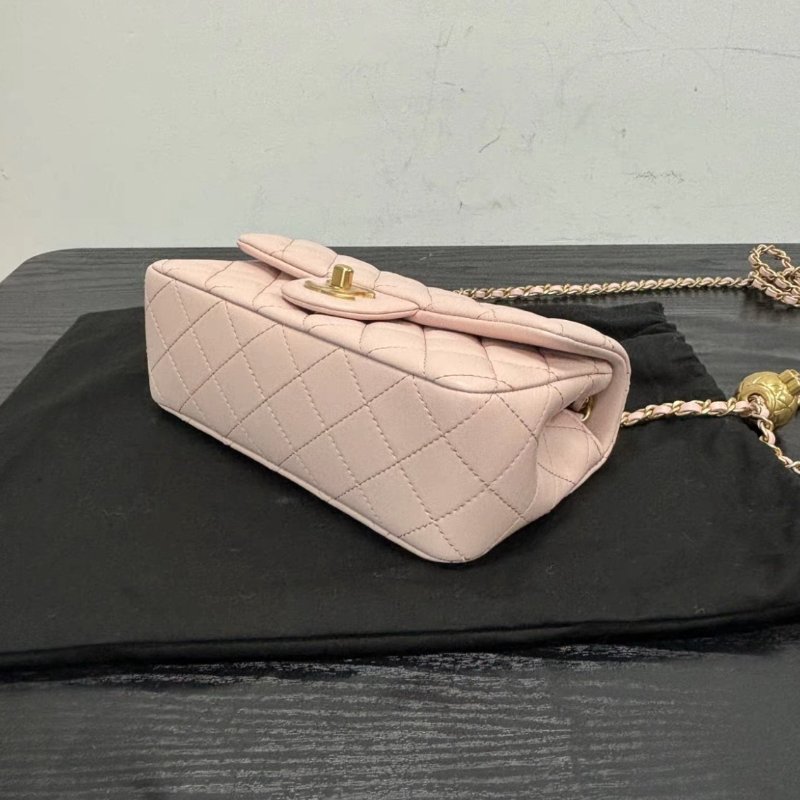 CHANEL 23k金球 cf大mini玫瑰粉 20*7*13 全新閒置配件盒子塵袋-4