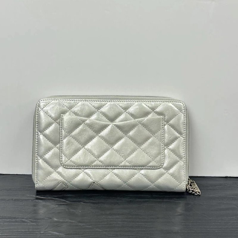 CHANEL 銀色長款錢包 20*12*2.5 98新配件保卡塵袋-5