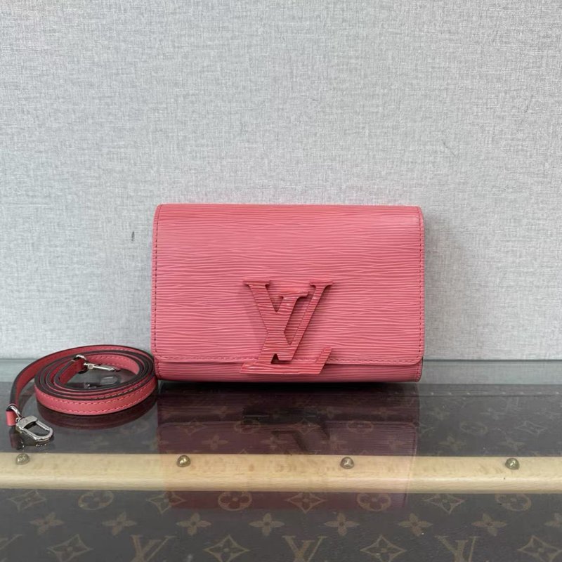 LV 水波紋粉色肩背斜背包 20*14*4 98新配件塵袋-0