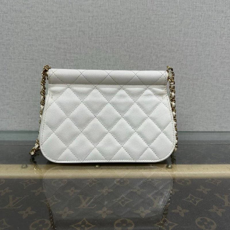 CHANEL 22K白金荔枝牛皮肩背斜背貝殼包 18*12*5.5 98新 配件塵袋-5