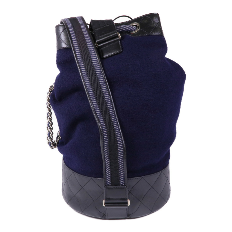 CHANEL 羊毛Backpack銀扣肩背袋-1