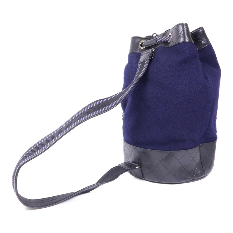 CHANEL 羊毛Backpack銀扣肩背袋-8