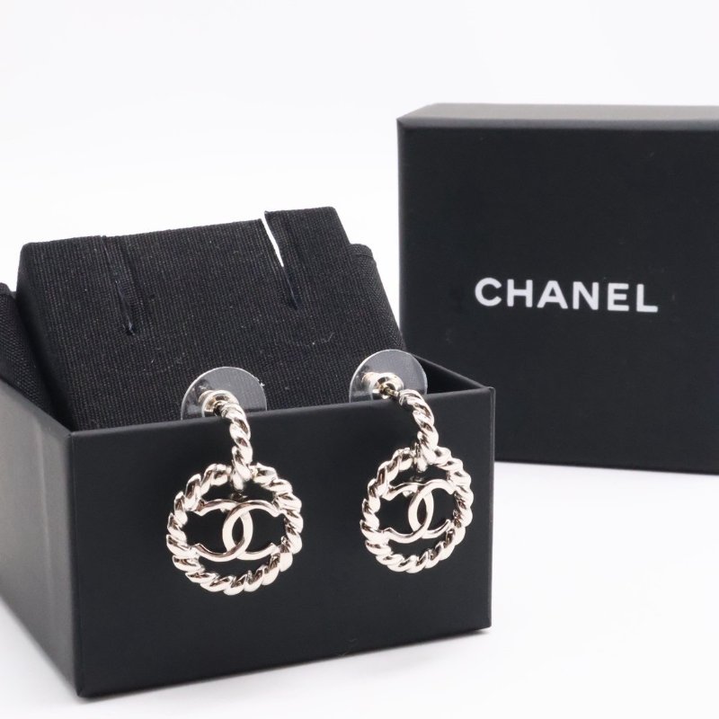 CHANEL 25C麻花圈雙C耳環-0
