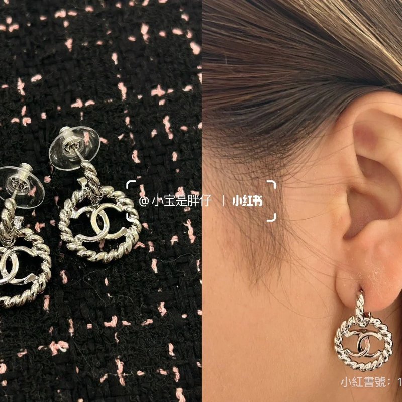 CHANEL 25C麻花圈雙C耳環-4