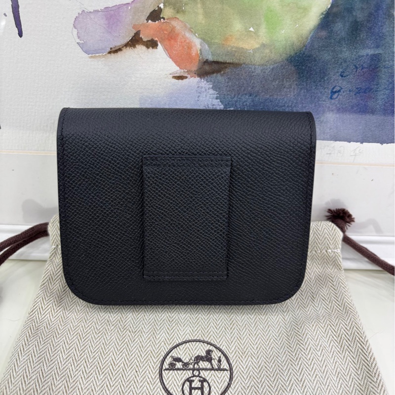 Hermes 愛馬仕康康皮夾腰包 constance slim黑金B刻-2