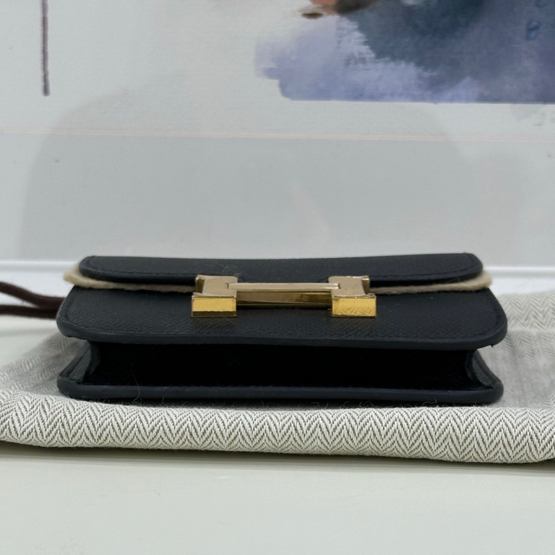 Hermes 愛馬仕康康皮夾腰包 constance slim黑金B刻-4