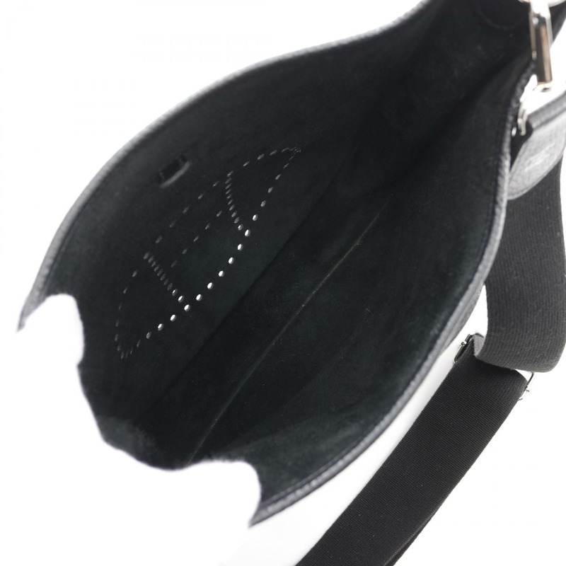 HERMES Evelyne 3 Troyes PM 單肩包 Clemence 皮革 黑色 二手 女款 P SHW-2
