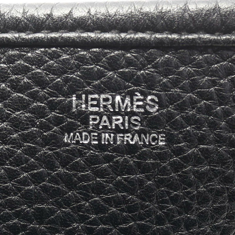 HERMES Evelyne 3 Troyes PM 單肩包 Clemence 皮革 黑色 二手 女款 P SHW-3