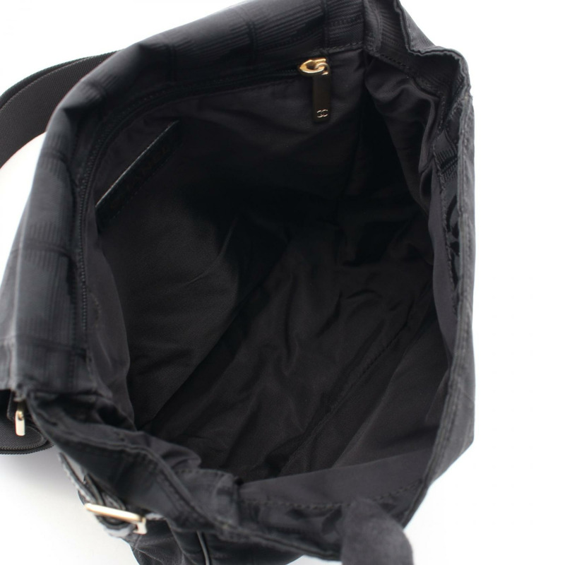 香奈兒新款旅行斜背包單肩包皮革尼龍帆布黑色二手-2