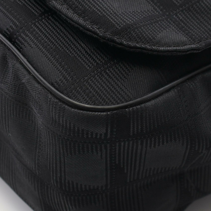 香奈兒新款旅行斜背包單肩包皮革尼龍帆布黑色二手-6