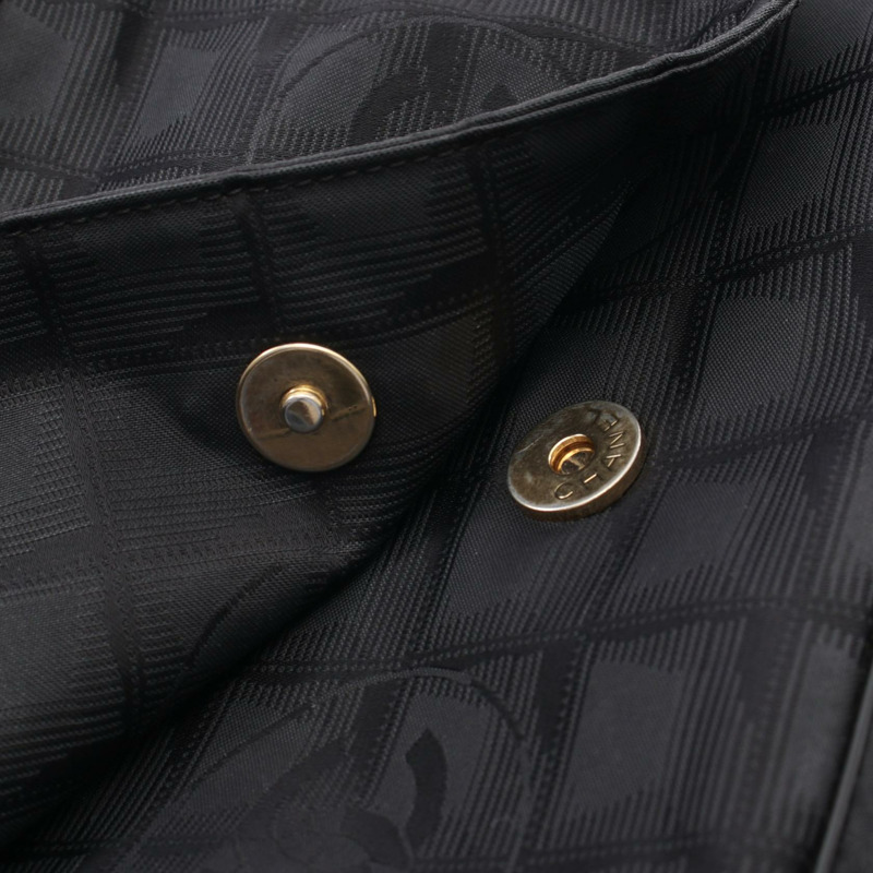 香奈兒新款旅行斜背包單肩包皮革尼龍帆布黑色二手-9