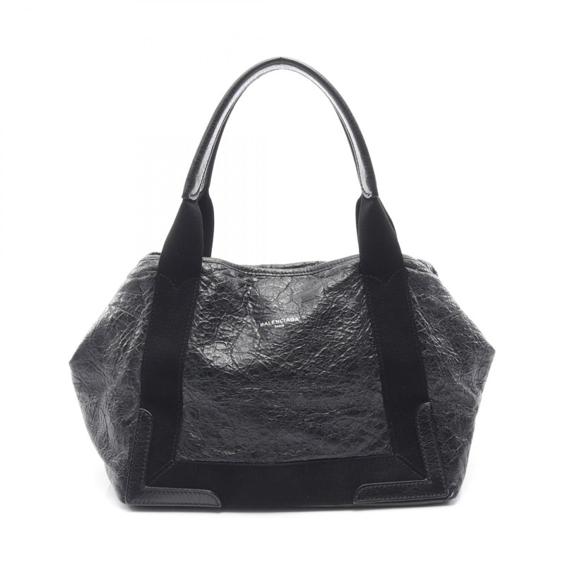 BALENCIAGA 海軍藍 Cabas S 手提包 542017 黑色皮革 二手 女士-0