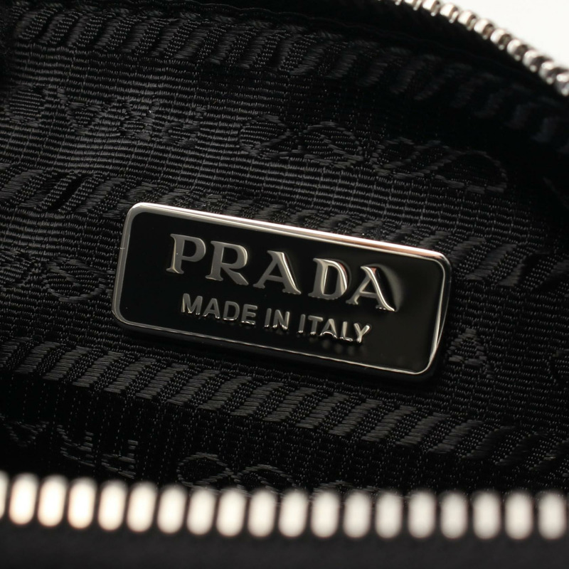 PRADA 標誌托特包 手提包 1BG416 皮革亮片黑色 二手 女士-3