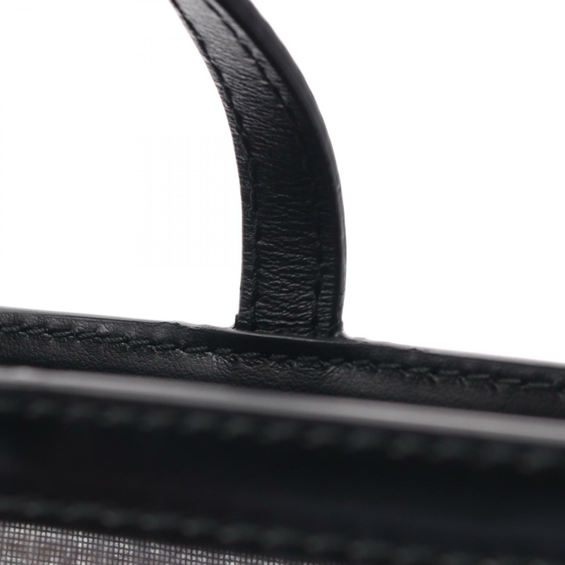 PRADA 標誌托特包 手提包 1BG416 皮革亮片黑色 二手 女士-6