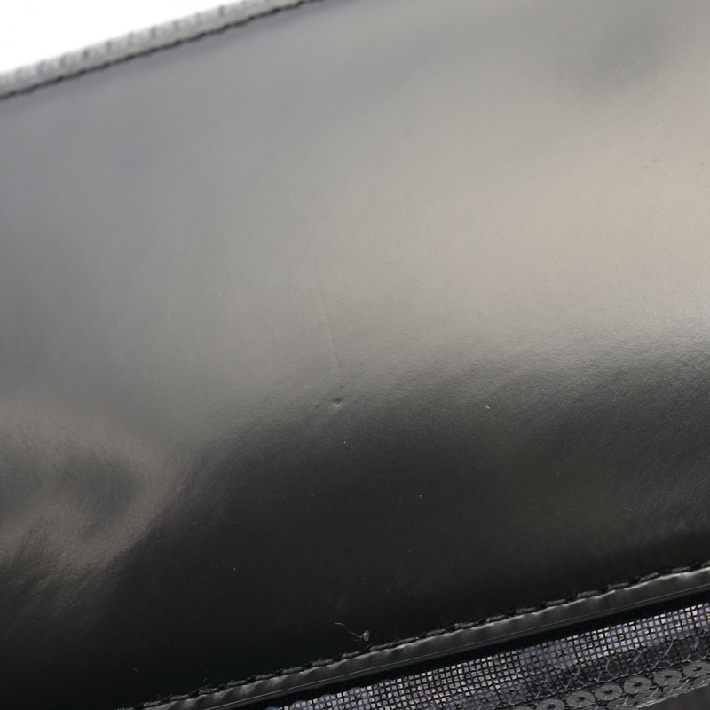 PRADA 標誌托特包 手提包 1BG416 皮革亮片黑色 二手 女士-7