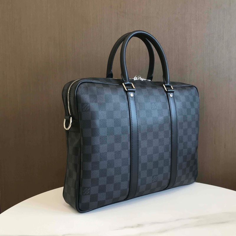 LV路易威登棋盤格手提肩背公文包晶片款-2