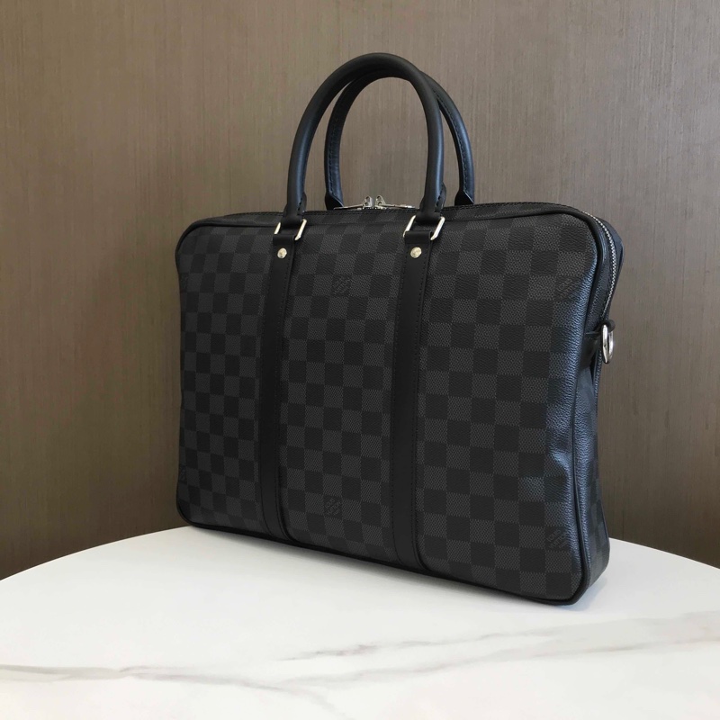 LV路易威登棋盤格手提肩背公文包晶片款-3