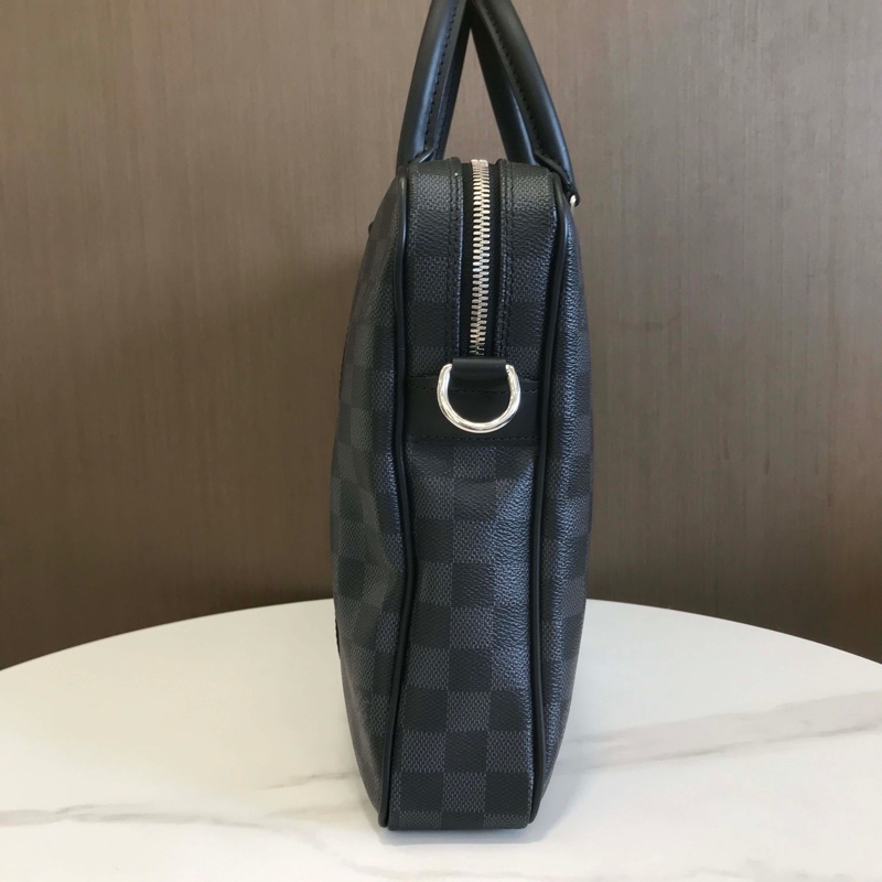 LV路易威登棋盤格手提肩背公文包晶片款-4