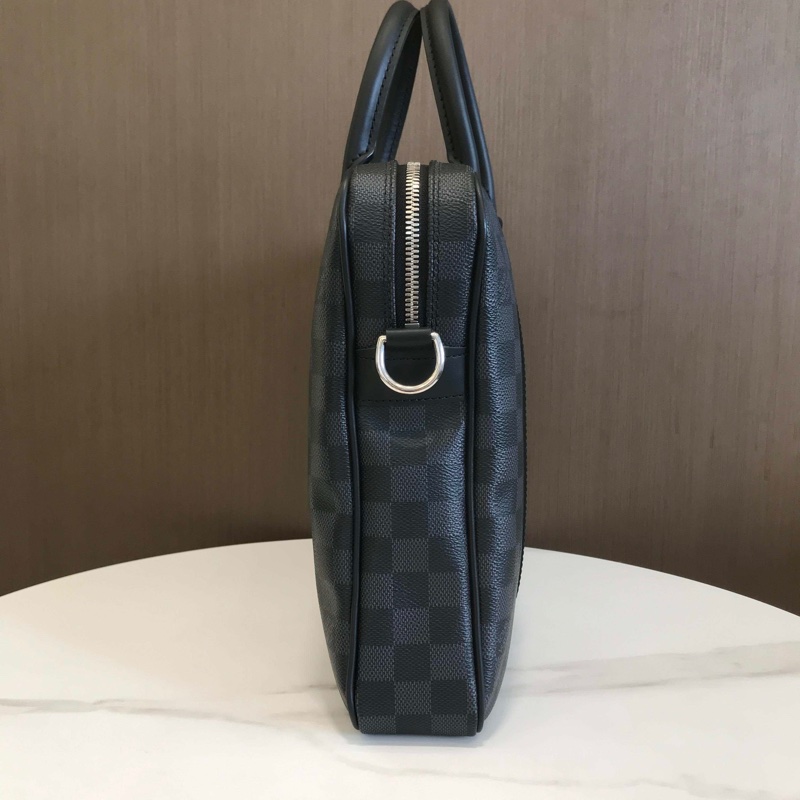 LV路易威登棋盤格手提肩背公文包晶片款-5