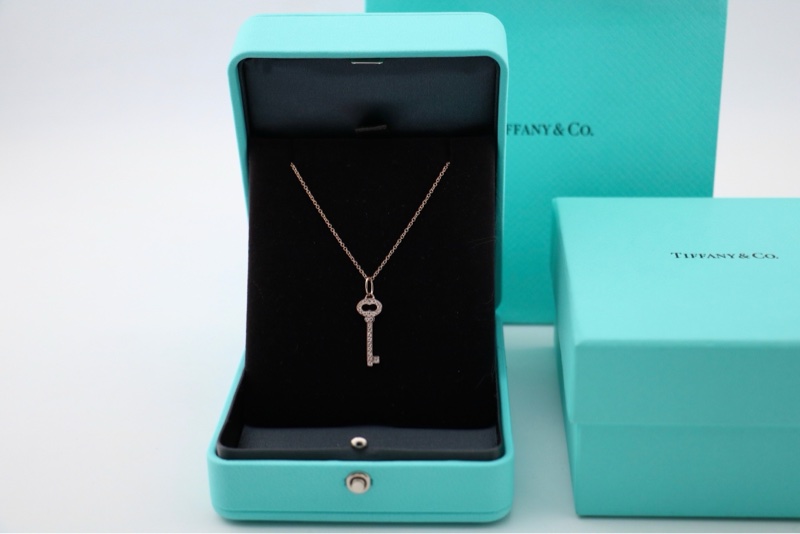 Tiffany蒂芙尼keys玫瑰金豬鼻滿鑽鑰匙項鍊-0
