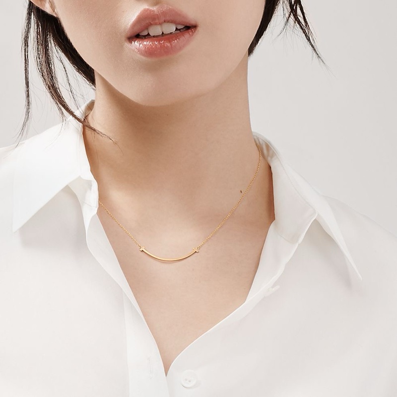 tiffany蒂芙尼T系列Smile黃金微笑項鍊小號-4
