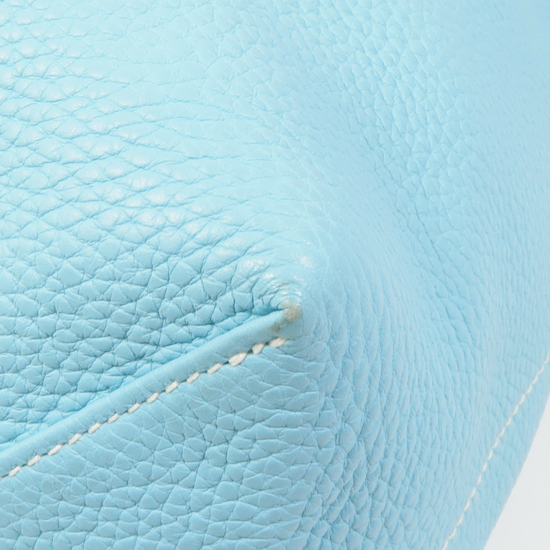 HERMES Clemence皮革Double Sens 35手挽袋Bleu Atoll/Blue Jean-4