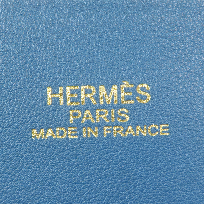 HERMES Clemence皮革Double Sens 35手挽袋Bleu Atoll/Blue Jean-10