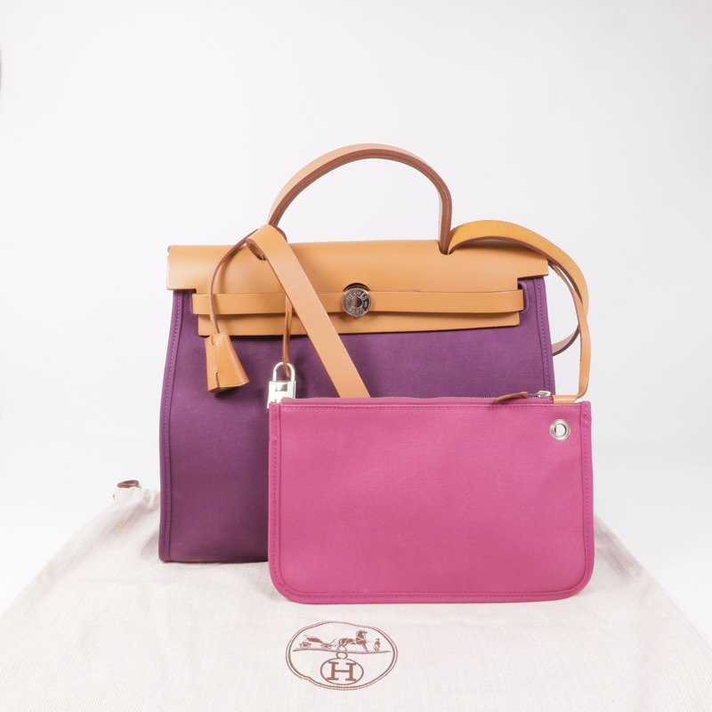 HERMES 帆布Herbag PM手挽肩背兩用袋Purple-15