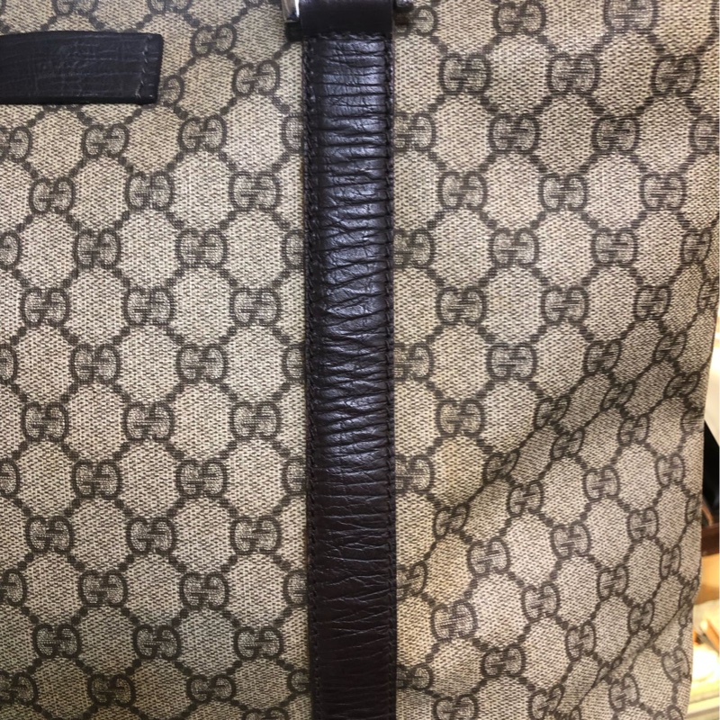 GUCCI 塗層帆布Tote Bag銀扣手挽袋棕色-2