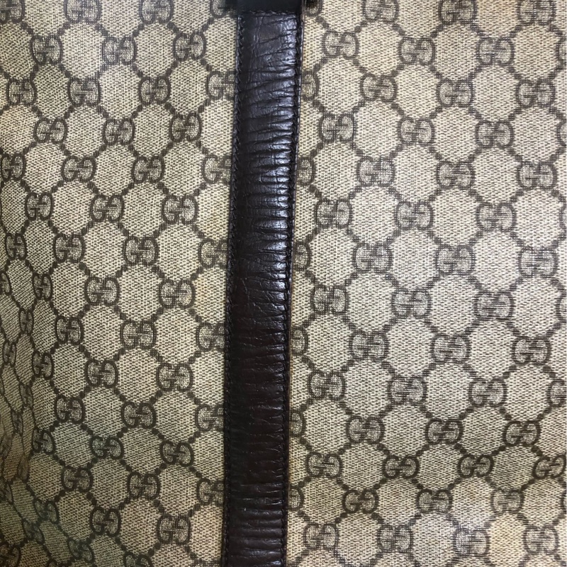 GUCCI 塗層帆布Tote Bag銀扣手挽袋棕色-3