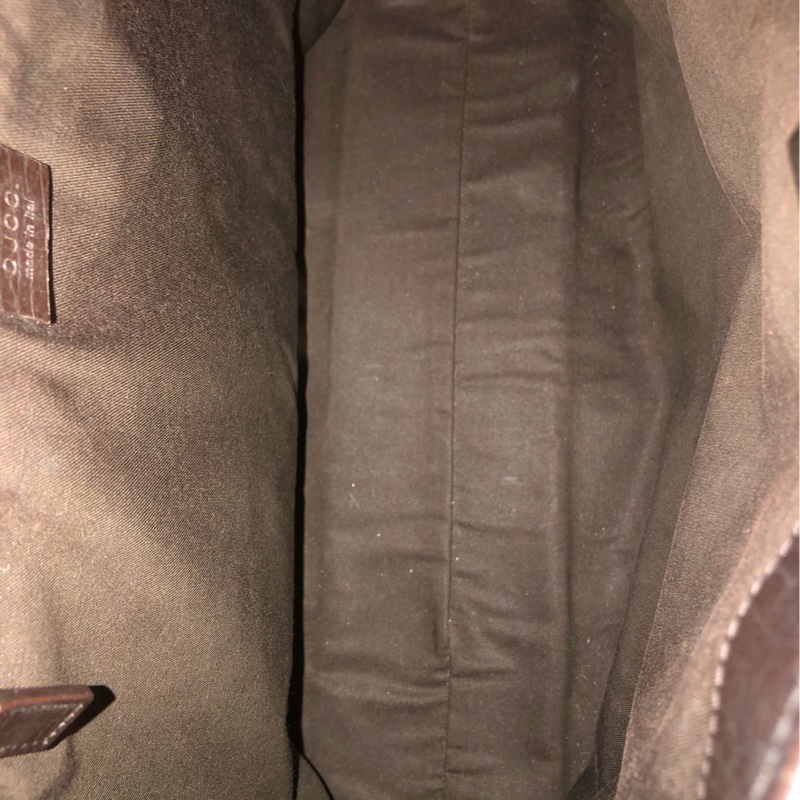 GUCCI 塗層帆布Tote Bag銀扣手挽袋棕色-5