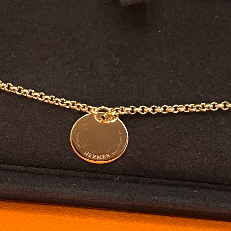 愛馬仕藏書章 Hermès Ex-Libris玫瑰金單鑽手鍊手環 SH-6