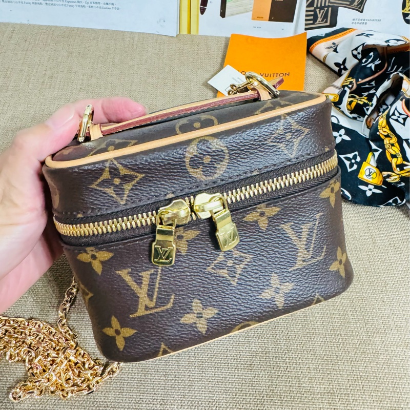 ✨售 二手真品 LV M44936 經典Monogram帆布 NICE NANO拉鍊迷你化妝箱-26